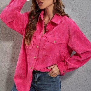 Bright Print Corduroy Button Down Shirt